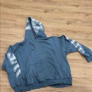 Blue Hoodie with White Accents